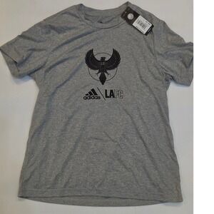 Adidas T-Shirt Womens Medium Gray New LAFC Soccer Pregame Graphic Tee.